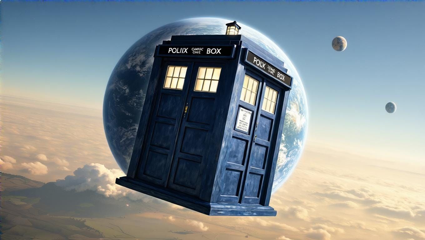 TARDIS Soaring Above Planet Earth