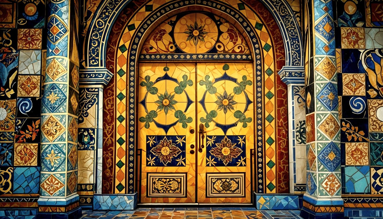 Oriental Mosaic in Vibrant Oil Paint