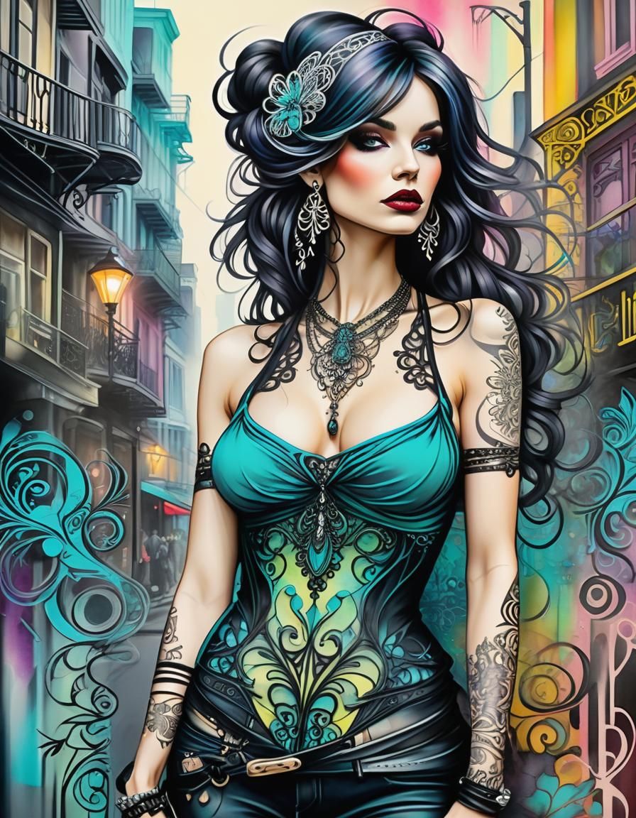Art Nouveau Punk Girl in New Orleans