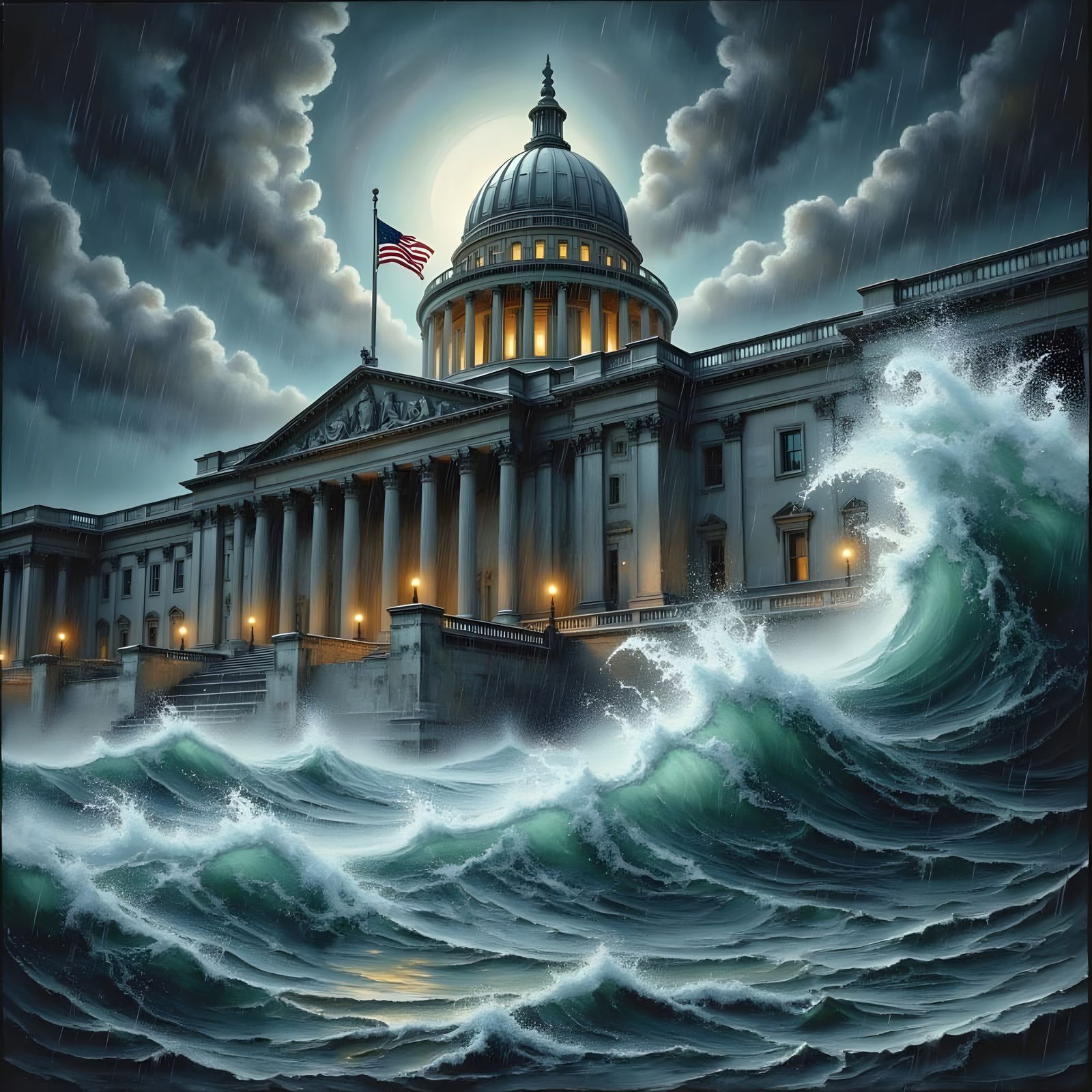 Dramatic Flood Threatens Historic Treasury Building in DC