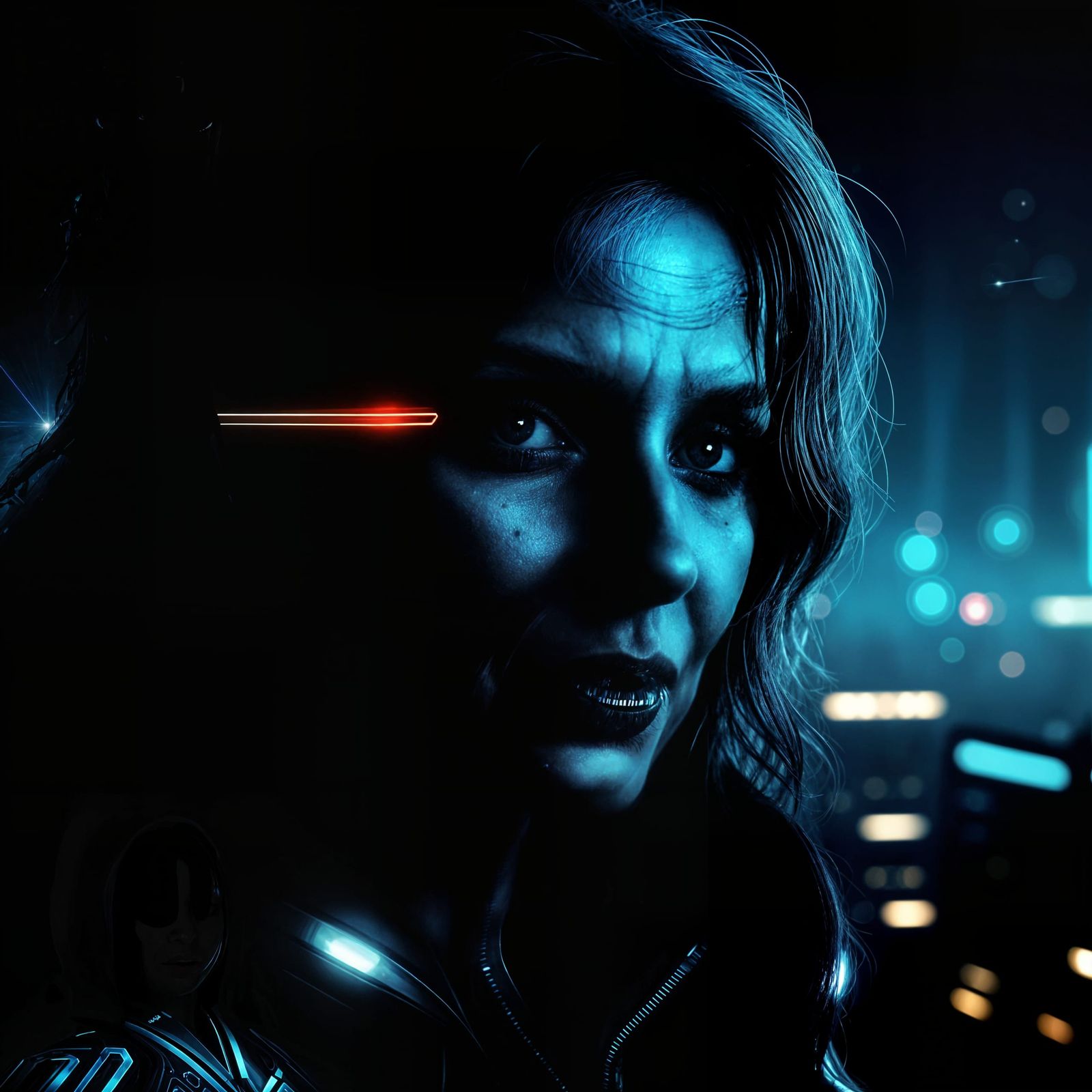 Cyberpunk Metropolis Portrait of Serbian Woman