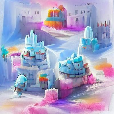 Colorful Pastel Ice Fortress Concept Art