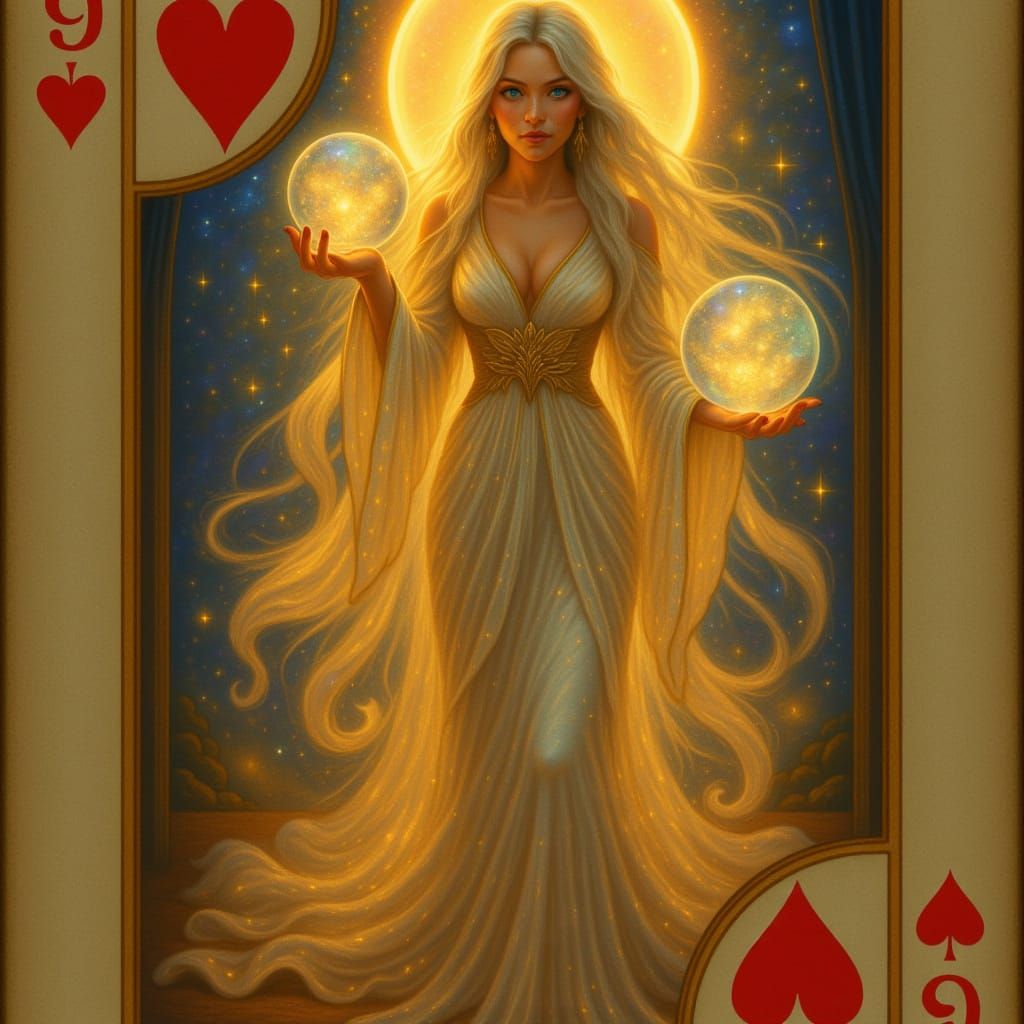 Goddess on Heart Card with Crystal Ball