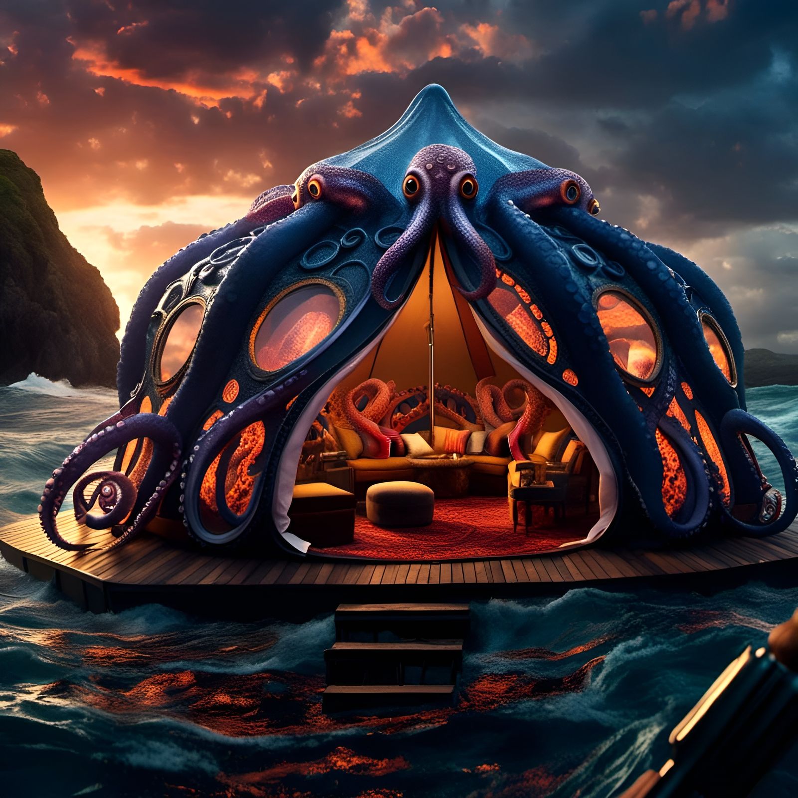 Hyperdetailed Octopus Tentacle in Zentangle Style