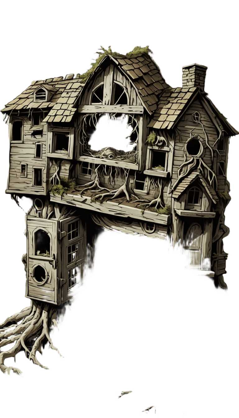 Abandoned Mansion Becomes Twisted Creature in Dark Fantasy