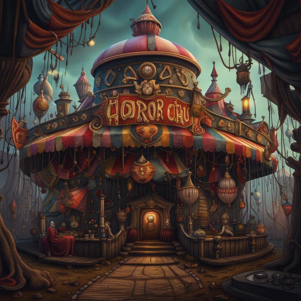 Surreal Horror Circus in Detailed Matte Painting Style