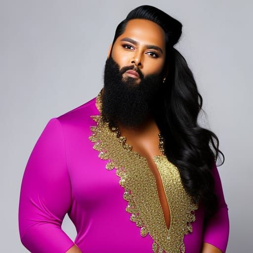 Voluptuous Bearded Goddess: AI Generated Image