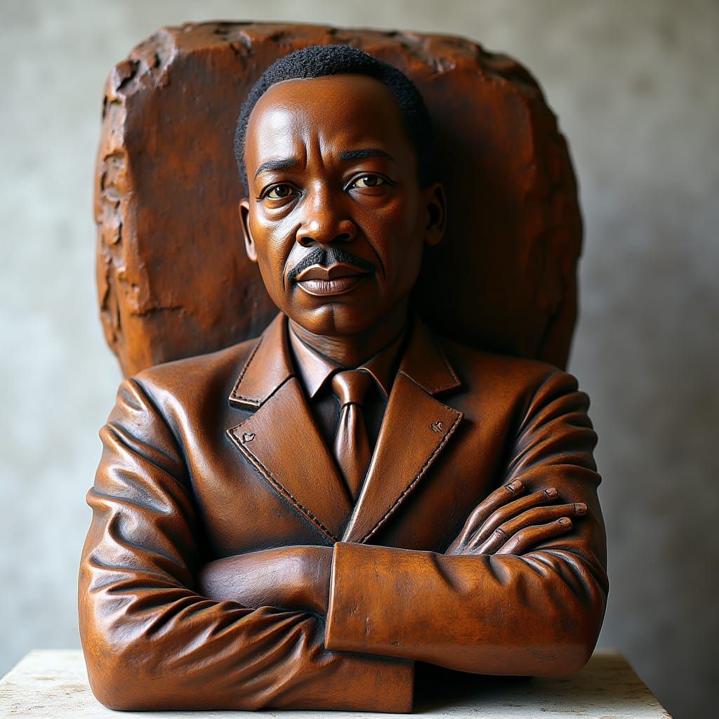Martin Luther King Jr. Dalbergia Wood Sculpture in African D...