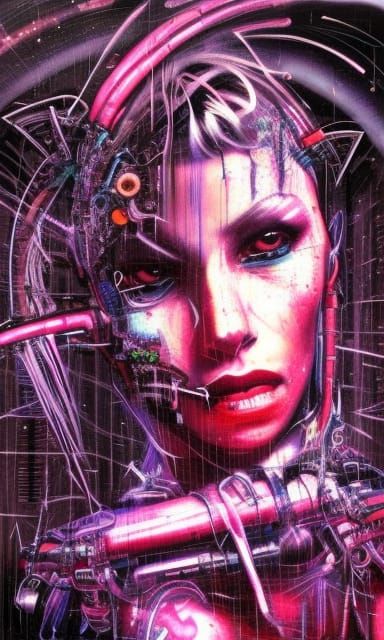 Cyberpunk Outlaw Space Cowgirl in Synthwave Style