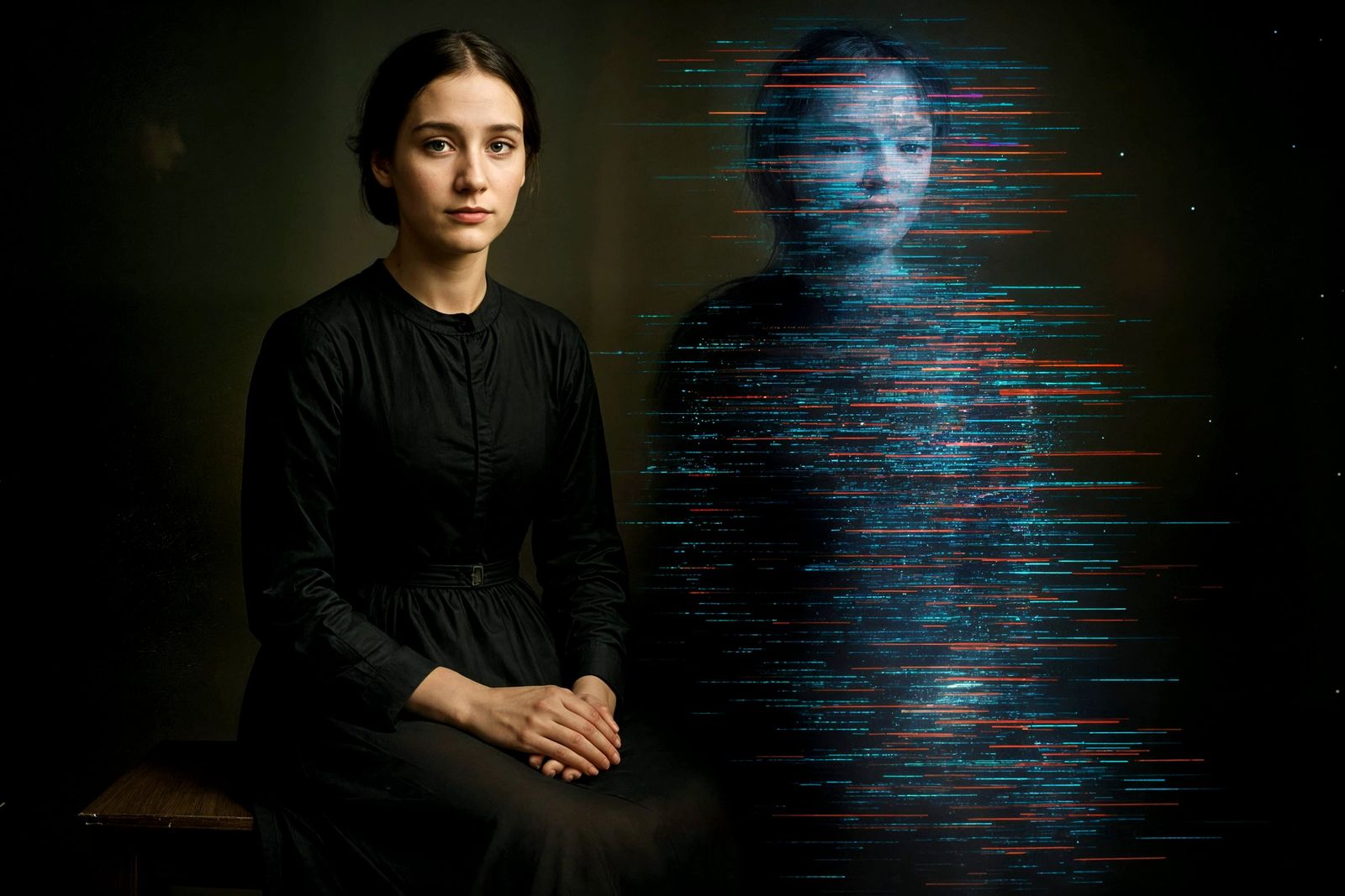 Glitch Art: Surreal Twins in Digital Decay