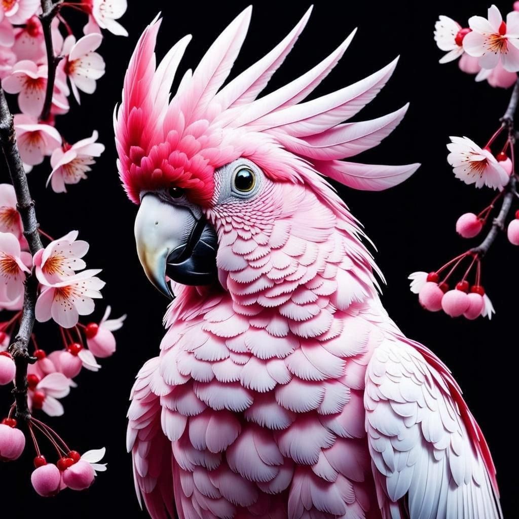 cherry blossom cockatoo