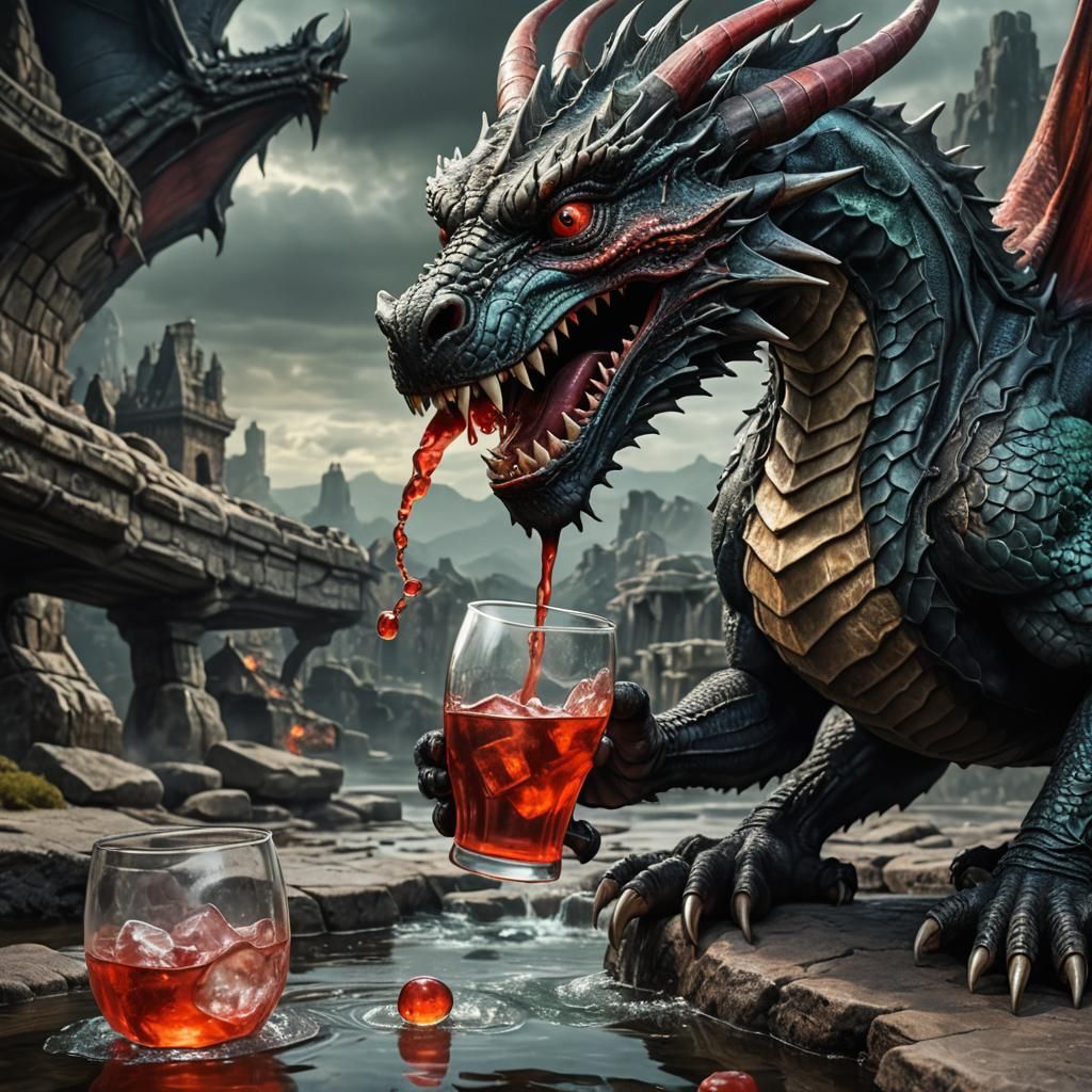Hyperrealistic Dragon Drinks Kool-Aid