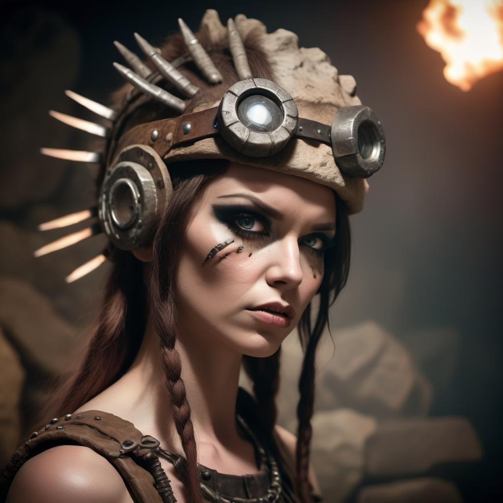 Stonepunk Teasing Female in Dystopian Stone Age Show