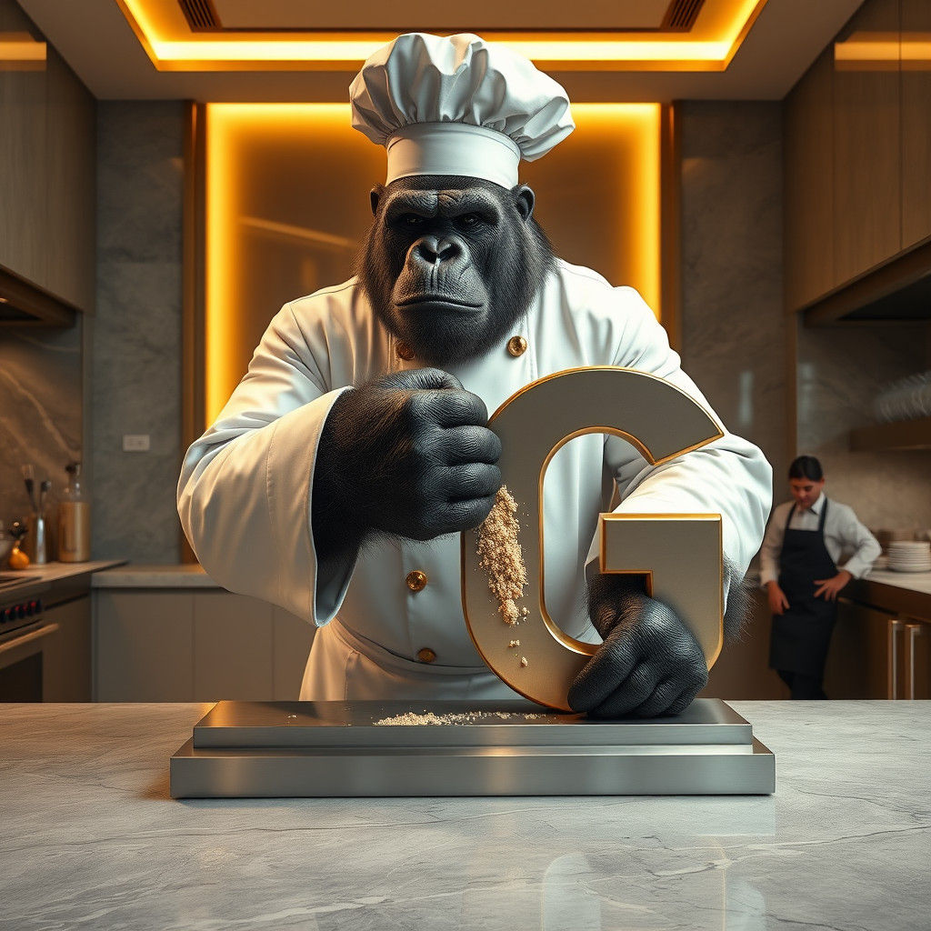 Gorilla Chef Grating Letter G in 8K