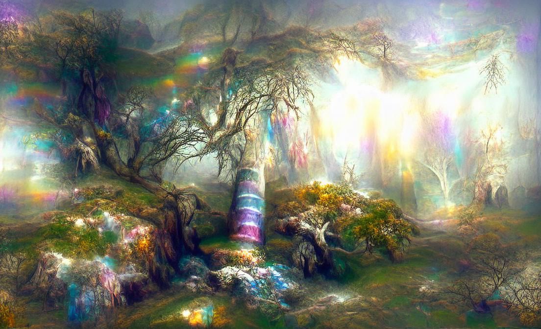 Magical Irish Fairy Tree Landscape in Dreamlike Style