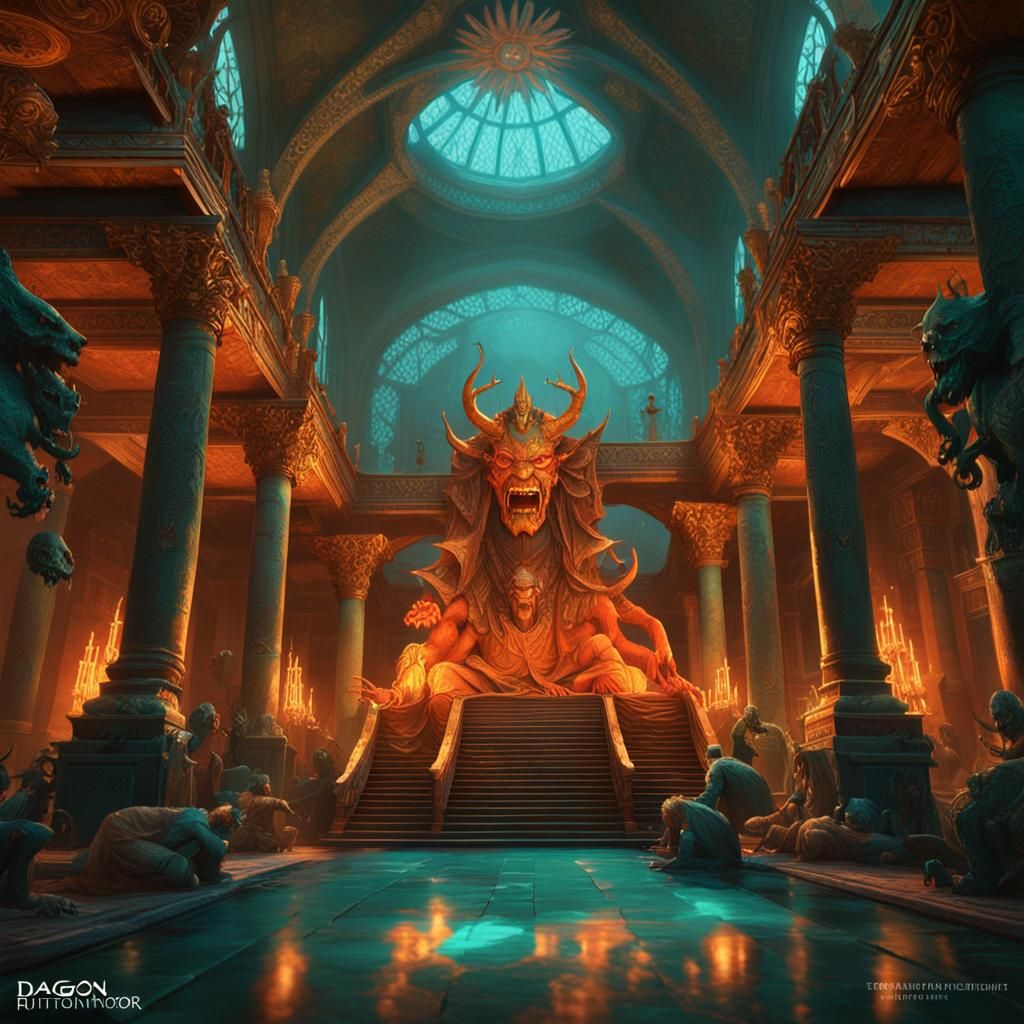 Blasphemous Liturgy for Dagon in Art Nouveau Style