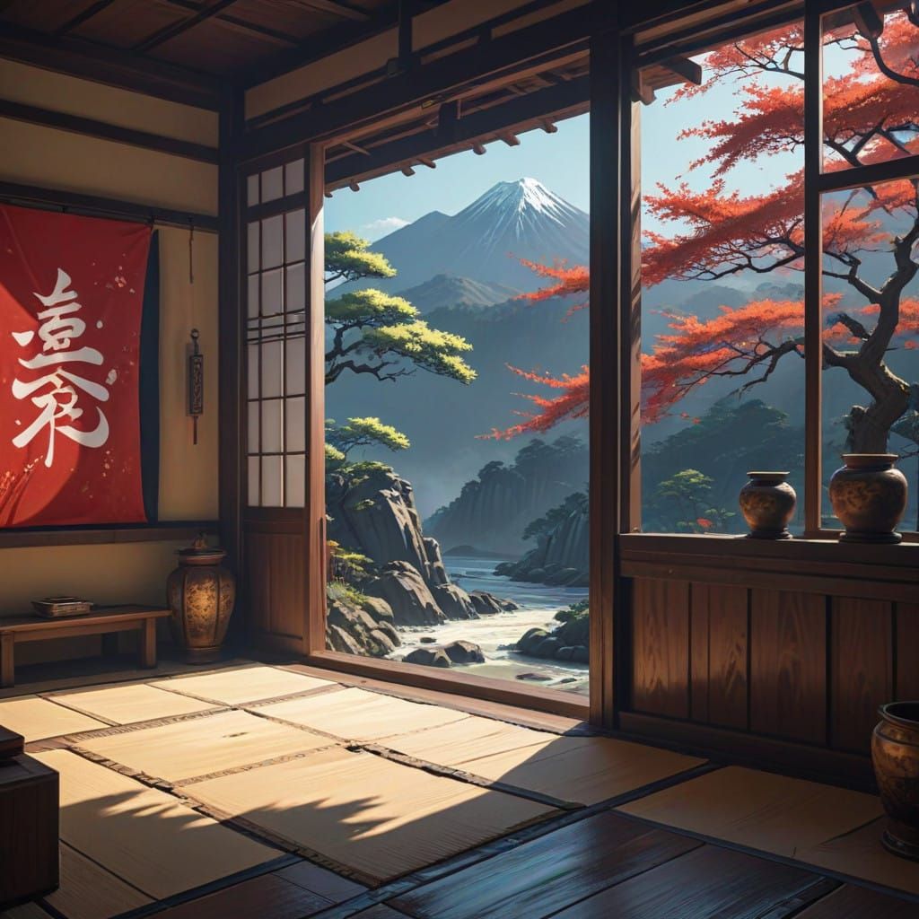 Anime-Inspired Japanese Landscape with Cinematic Lighting