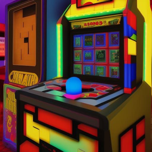 Tetris Arcade Machine in Shanghai, Matte Painting Style