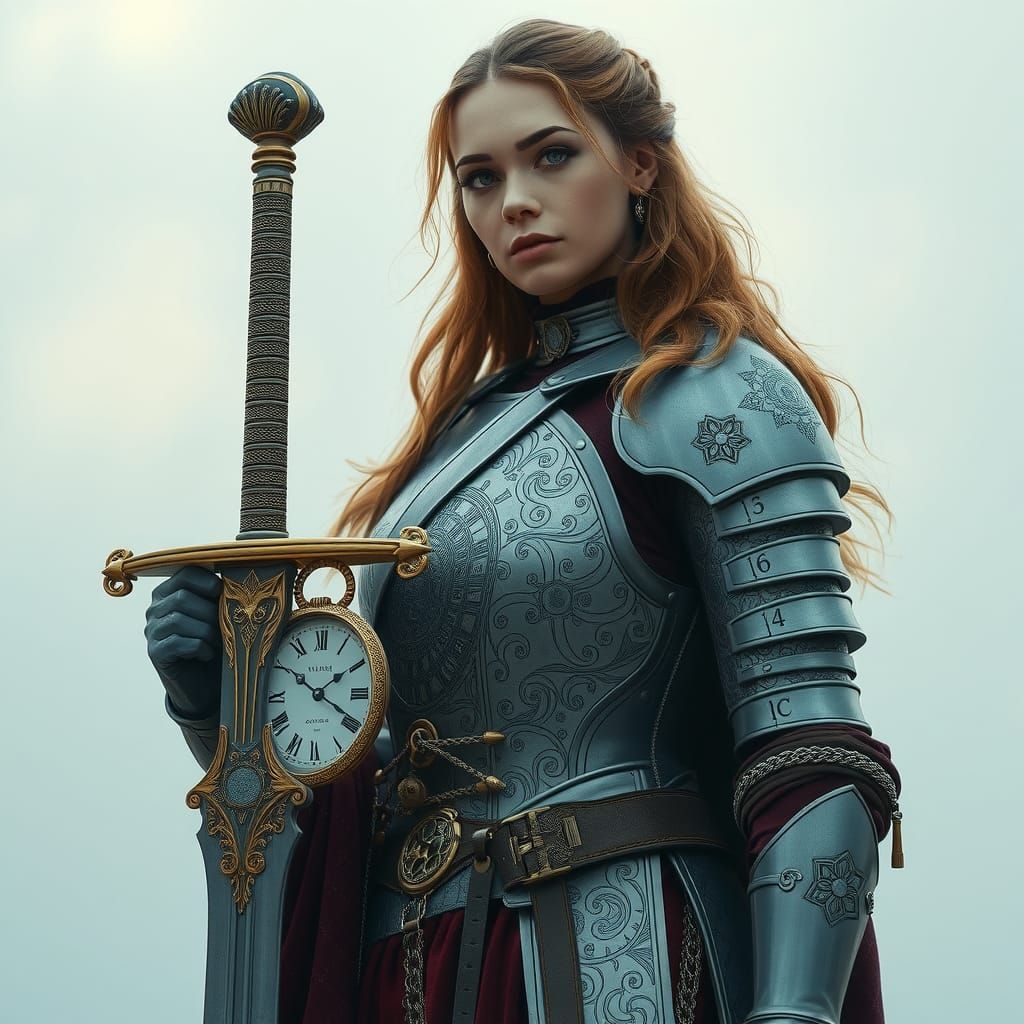 Warrior with Clockwork Sword: Futuristic Medieval Armor