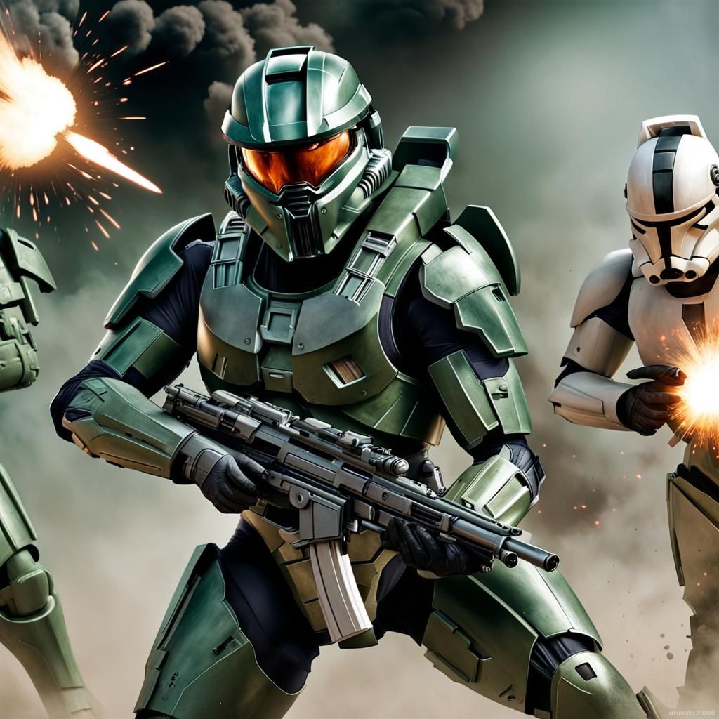 Futuristic Soldier: Spartan-Clone Trooper Hybrid