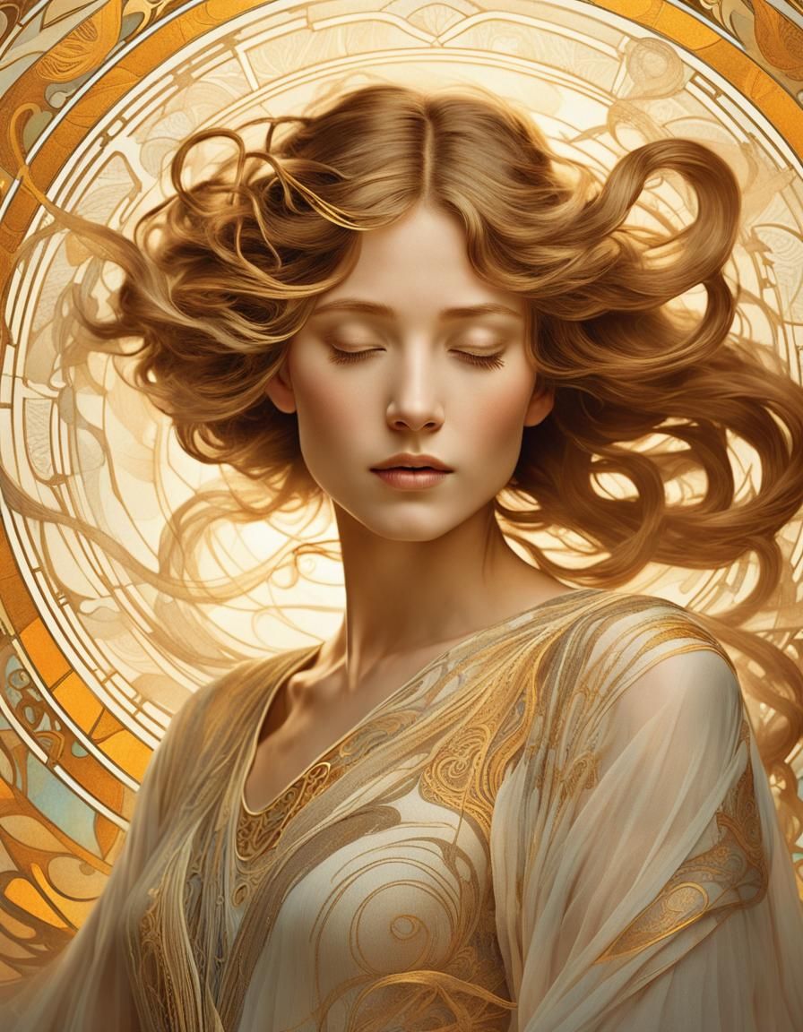 Ethereal Woman in Art Nouveau Radiance