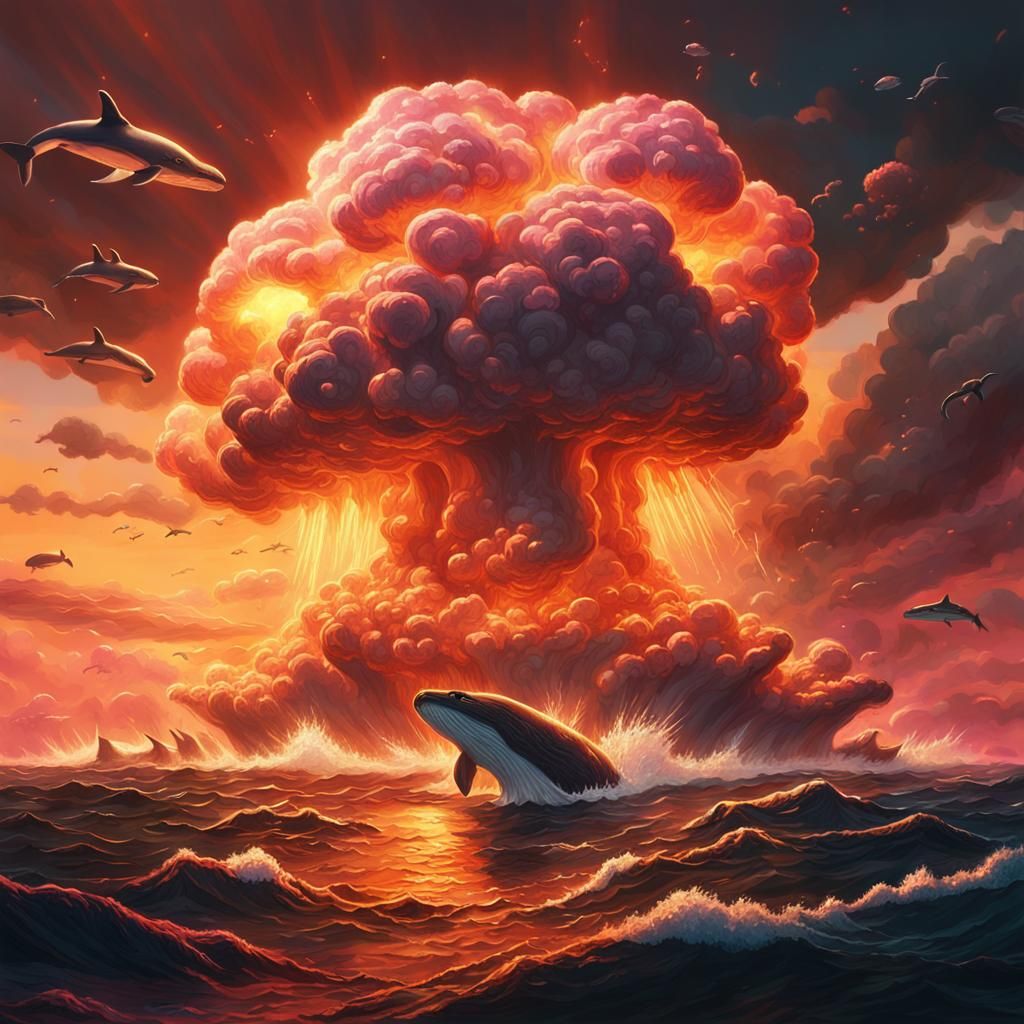 Whales Engulfed in Nuclear Explosion: Concept Art