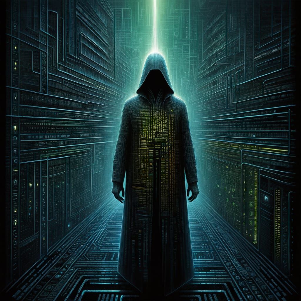 Surrealism in Dark Binary Code Matrix