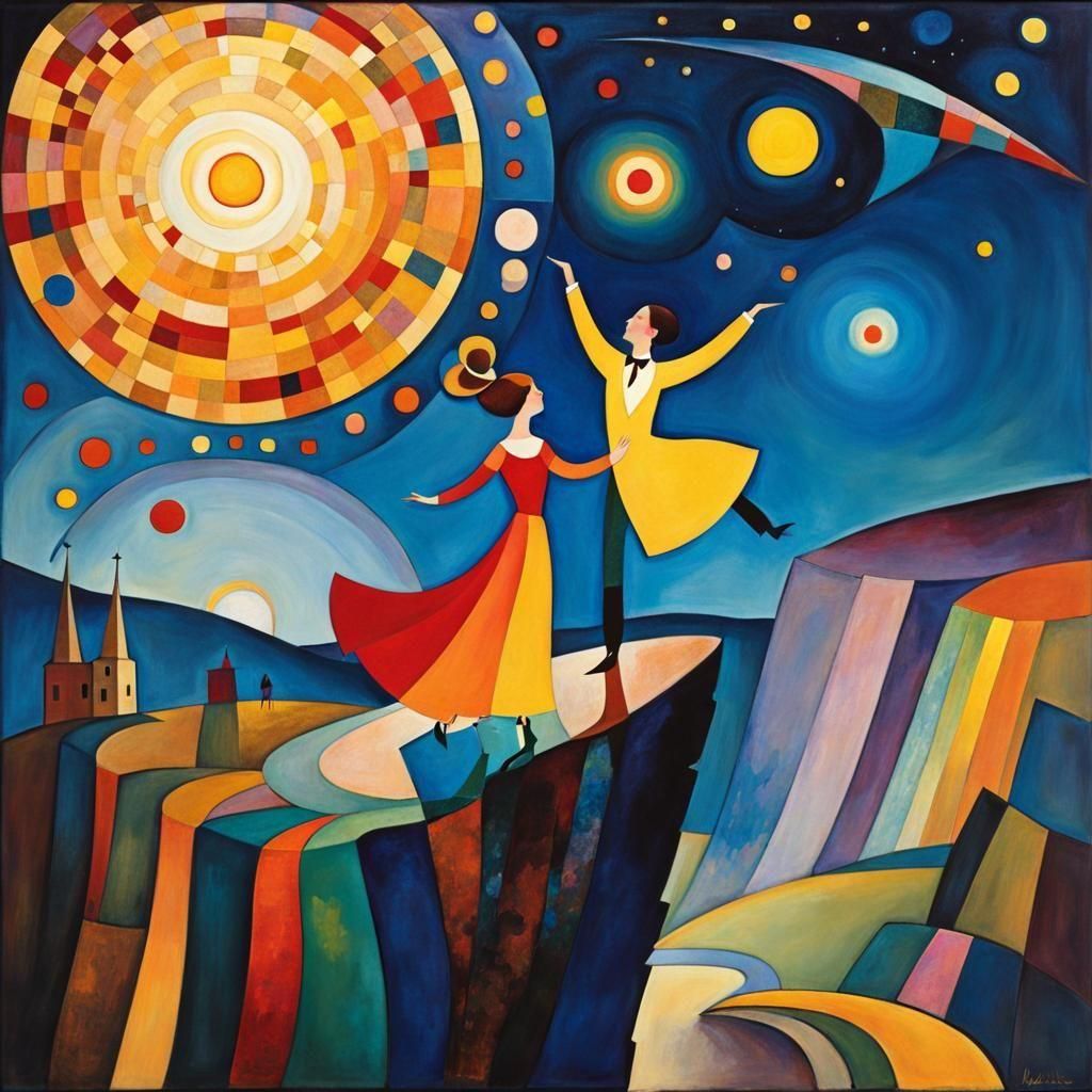 Abstract Cliff in the Style of Kandinsky and Klee