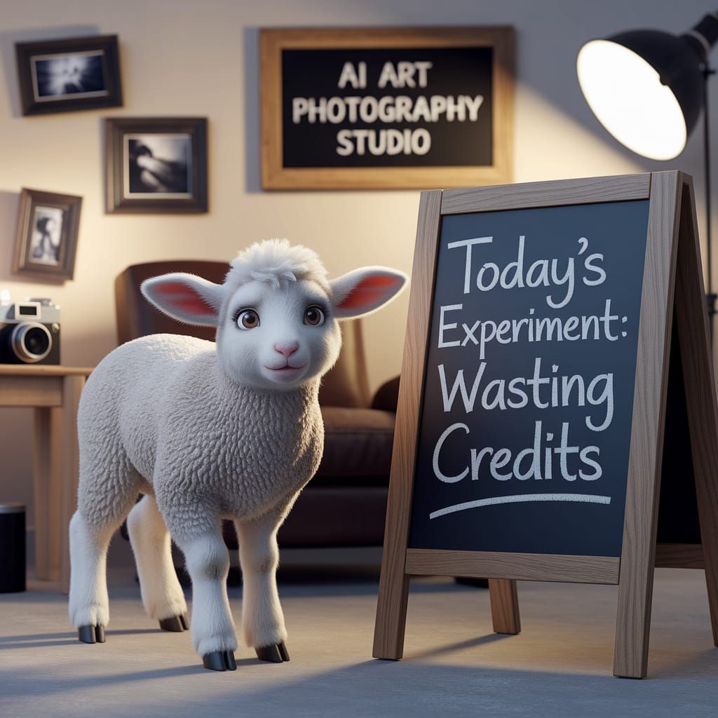 Lamb in Photographer's Studio: AI Art Experiment