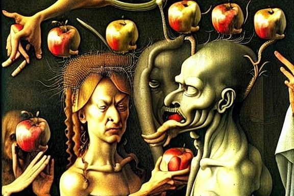 Medusa Offers Apple in Renaissance Style