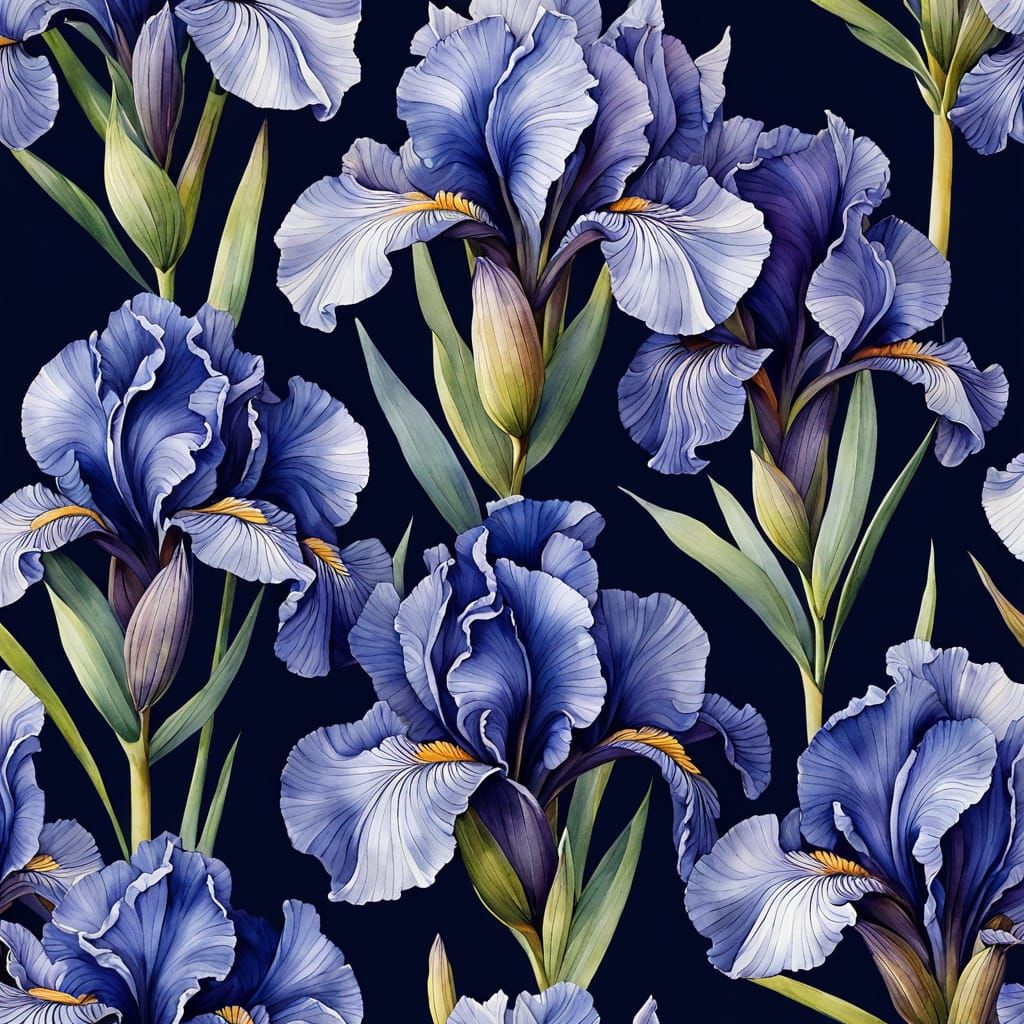 Beautiful Watercolor Painting of an Indigo Iris
