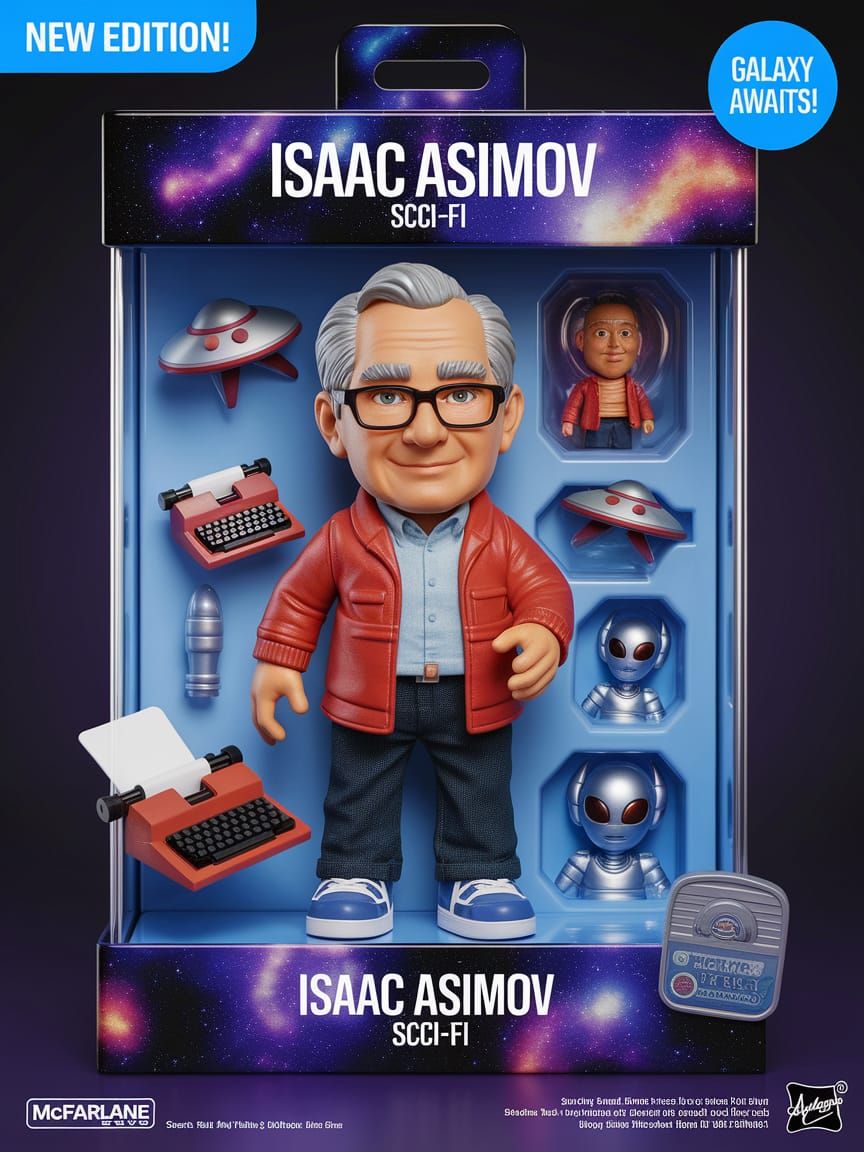 Isaac Asimov Sci-Fi Writer Figurine in Action