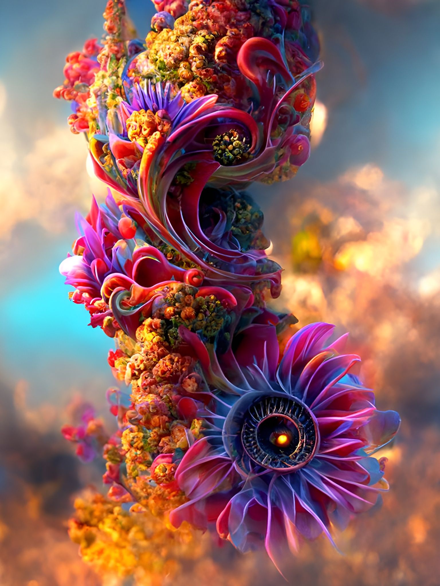 Blooming Echo Fractal Reflection in Vivid Colors