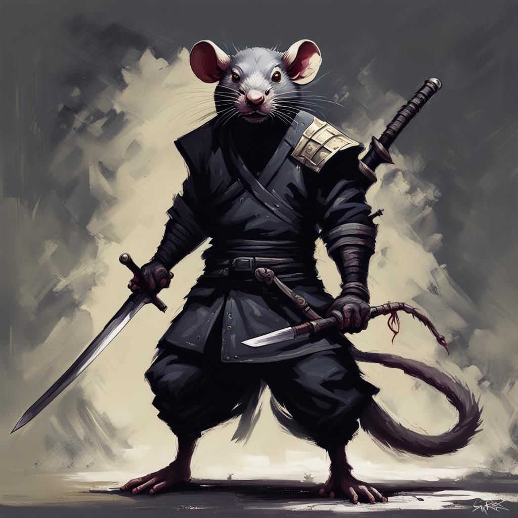 Menacing Rat Ninja Fighter in Sinister Style