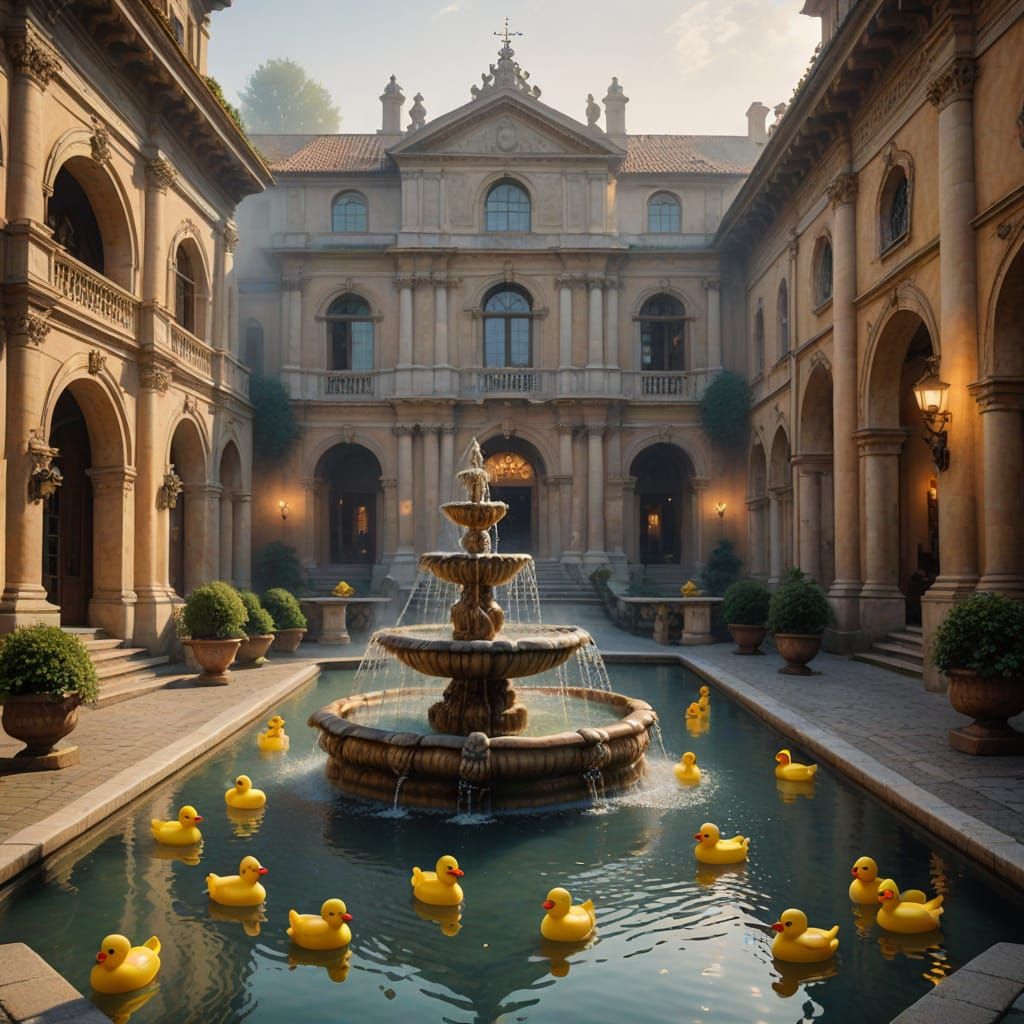 Golden Glow on a Serene Italian Fountain