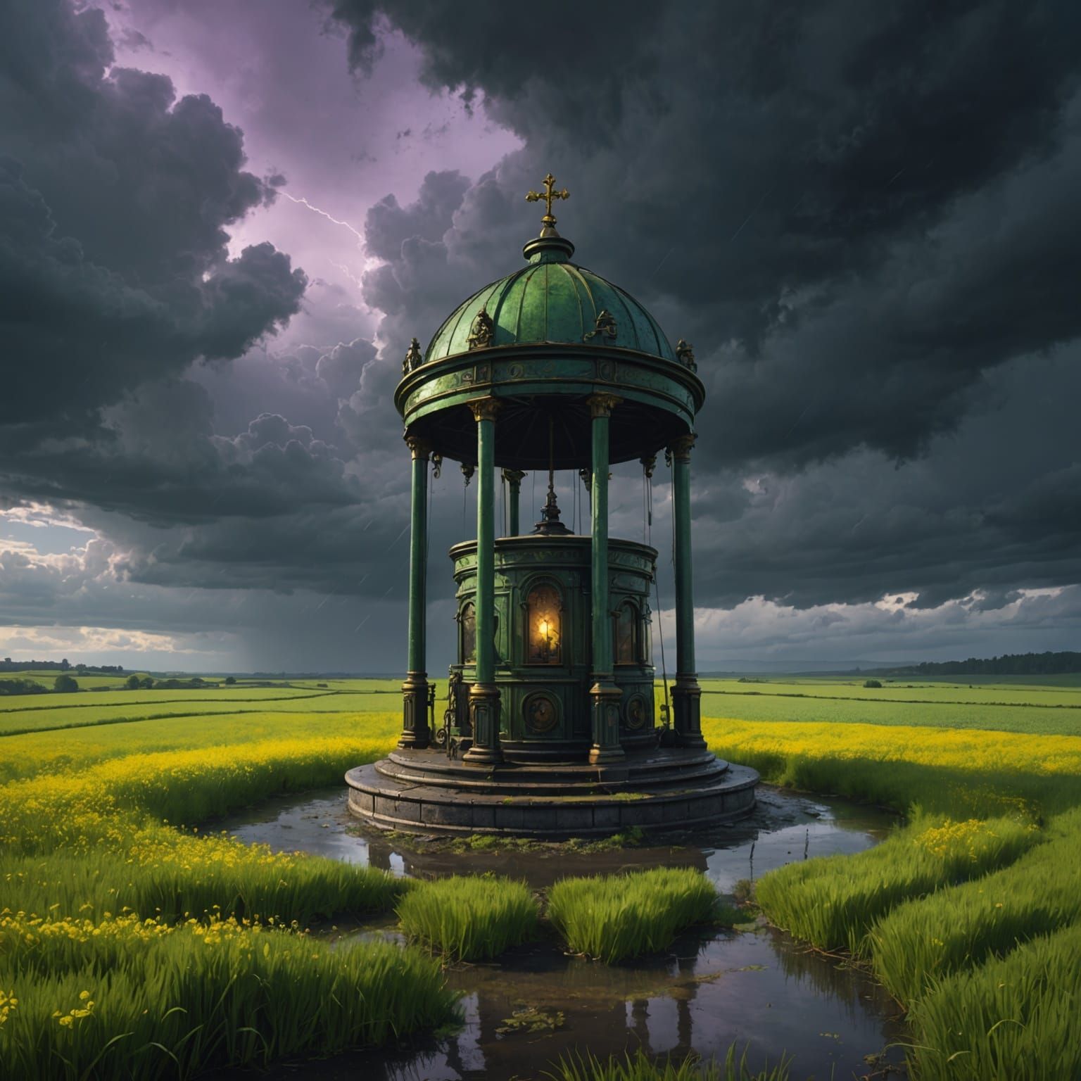 Stormy Field Well: Dark Fantasy Concept Art