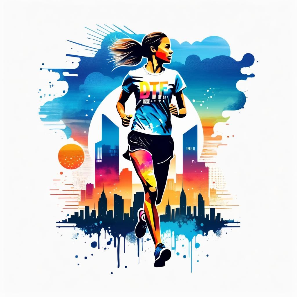 Watercolor Runner Logo for T-Shirt Design