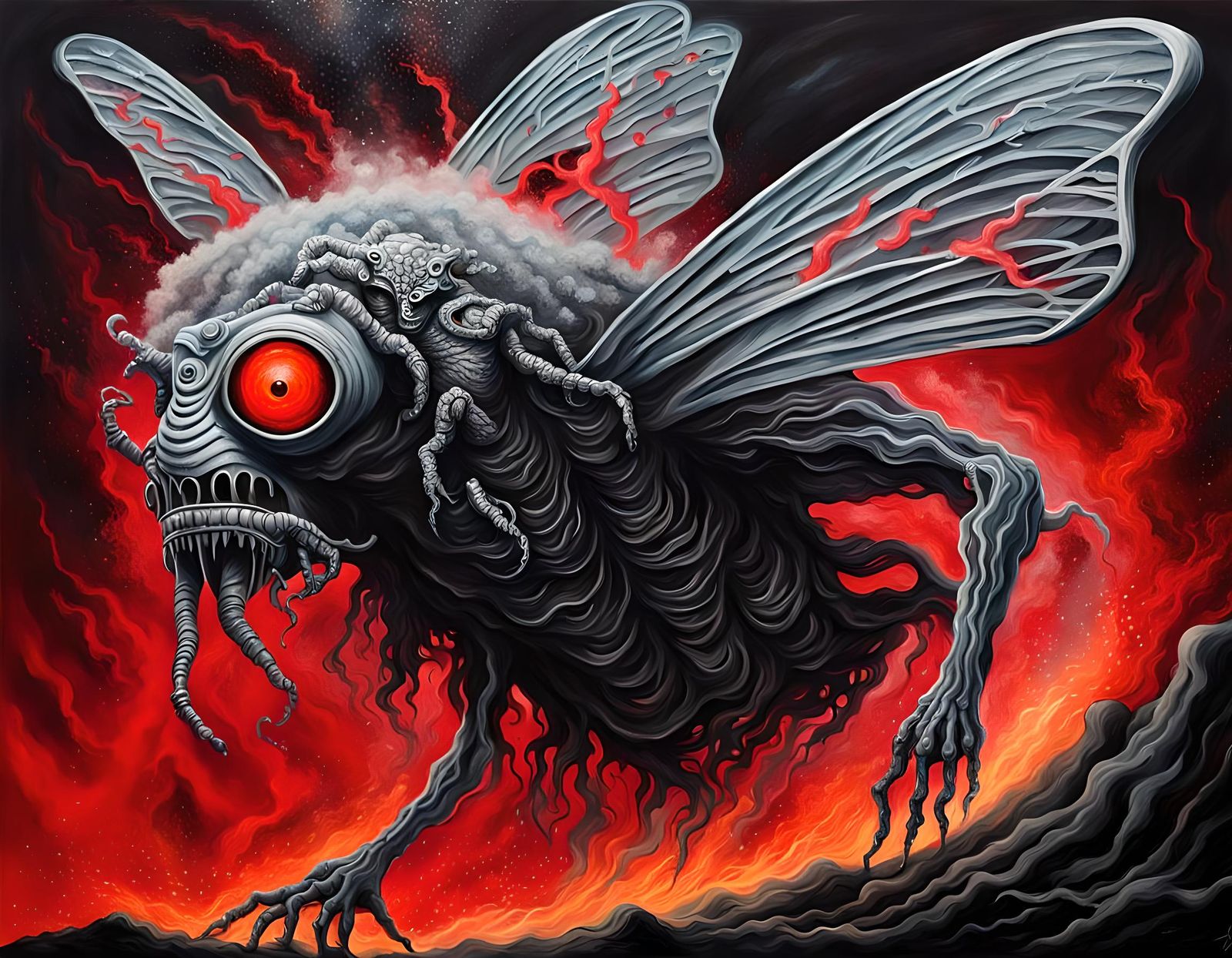 Mothman Cryptid: Dark Fantasy Acrylic Art