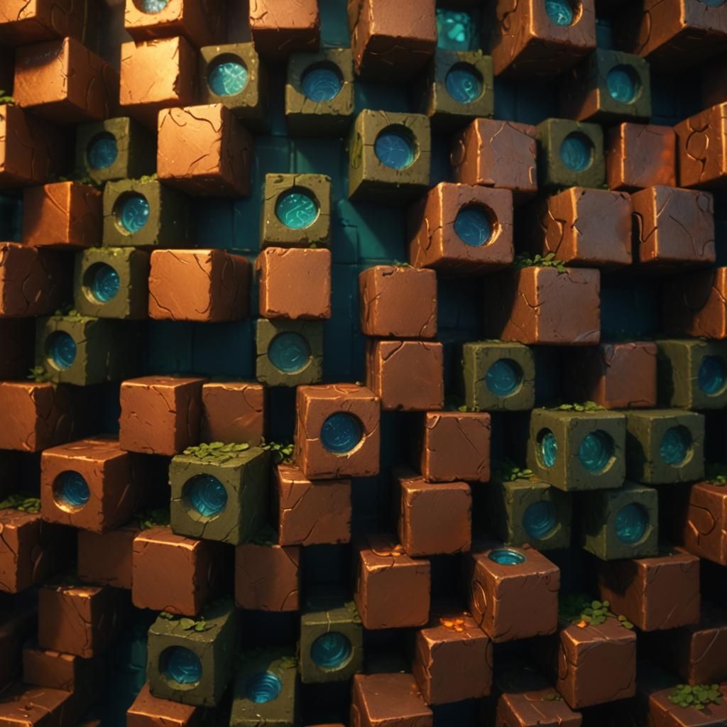 Copper Brick Tower in Fantasy Landscape