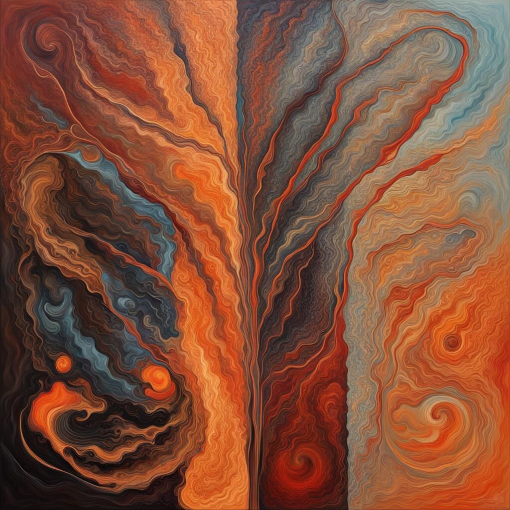 Abstract Duality Art in Complementary Colors