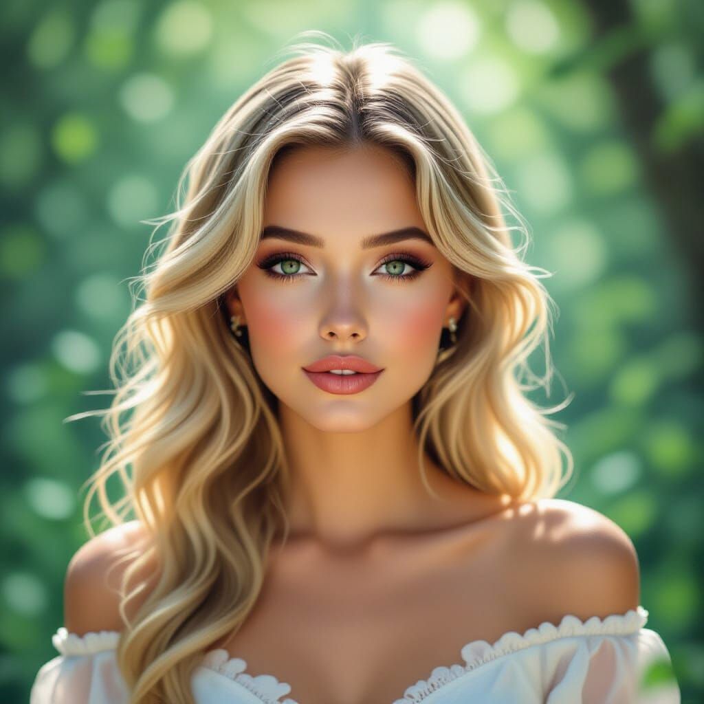 Surreal Portrait of Woman in Enchanted Forest, Airbrush Art