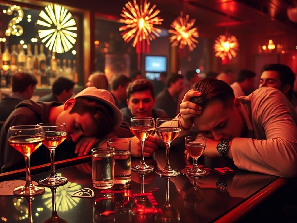 Sleepy Nightlife Scene in a Cocktail Bar