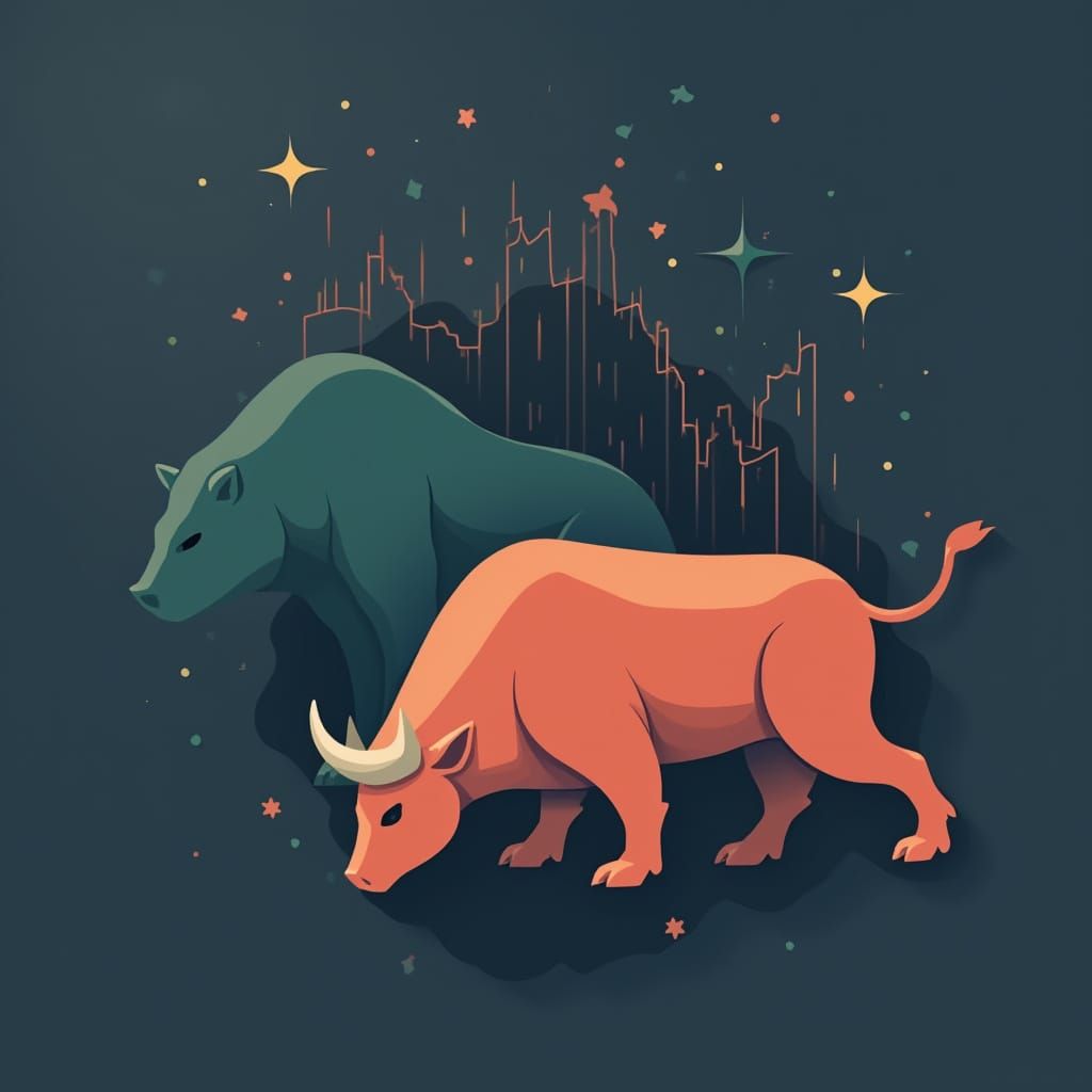 Minimalist Bull and Bear Trading Logo Design