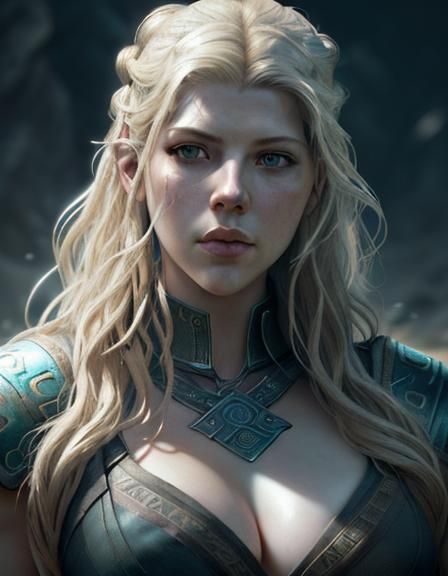 Lagertha Portrait in Alphonse Mucha Style