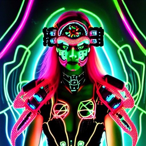 Neon Cyberpunk Samurai Girl