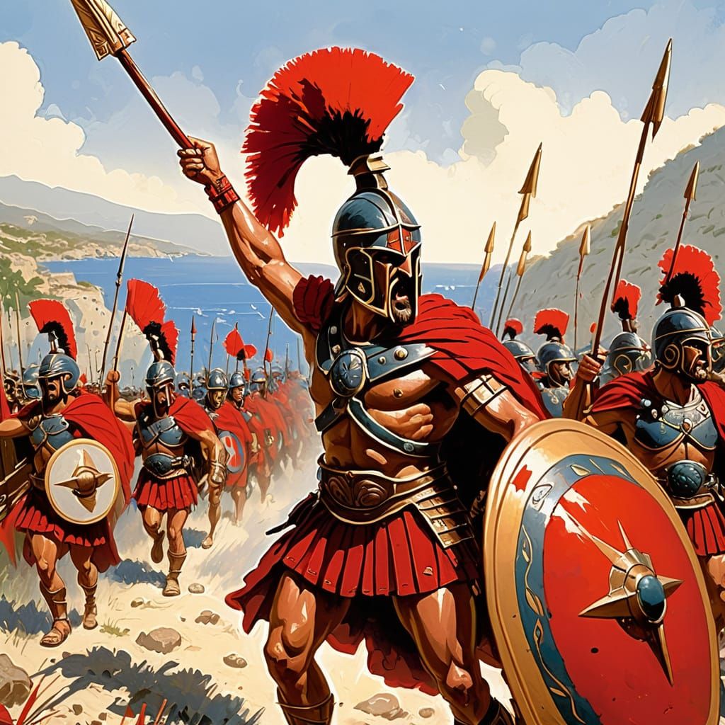 Spartan King in Gouache Watercolor Style