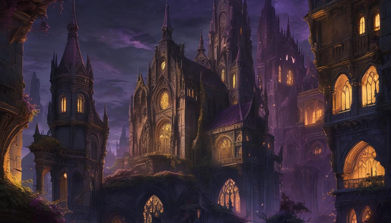 Fantasy Exoplanet Cityscape in Gothic Style
