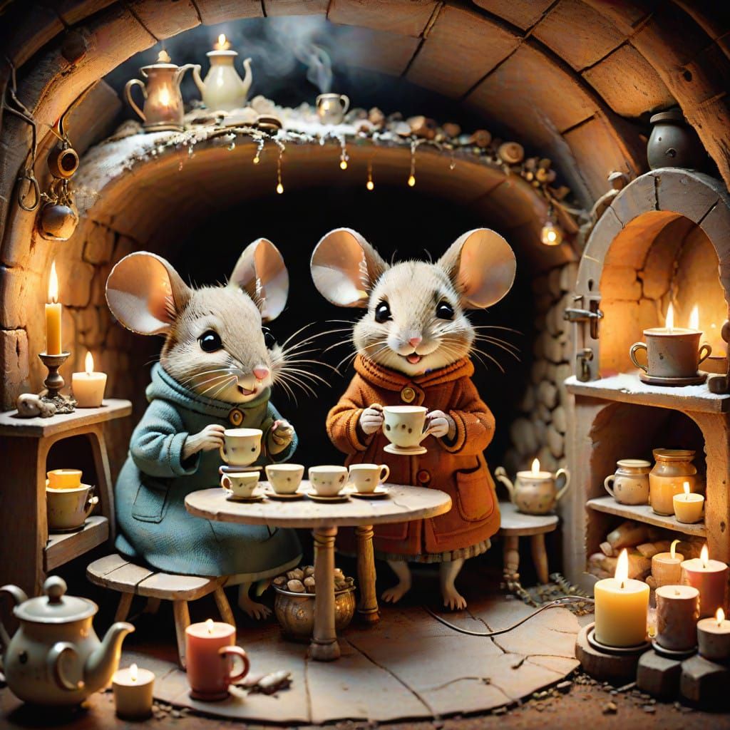 Whimsical Winter Wonderland with Tea-Drinking Friends