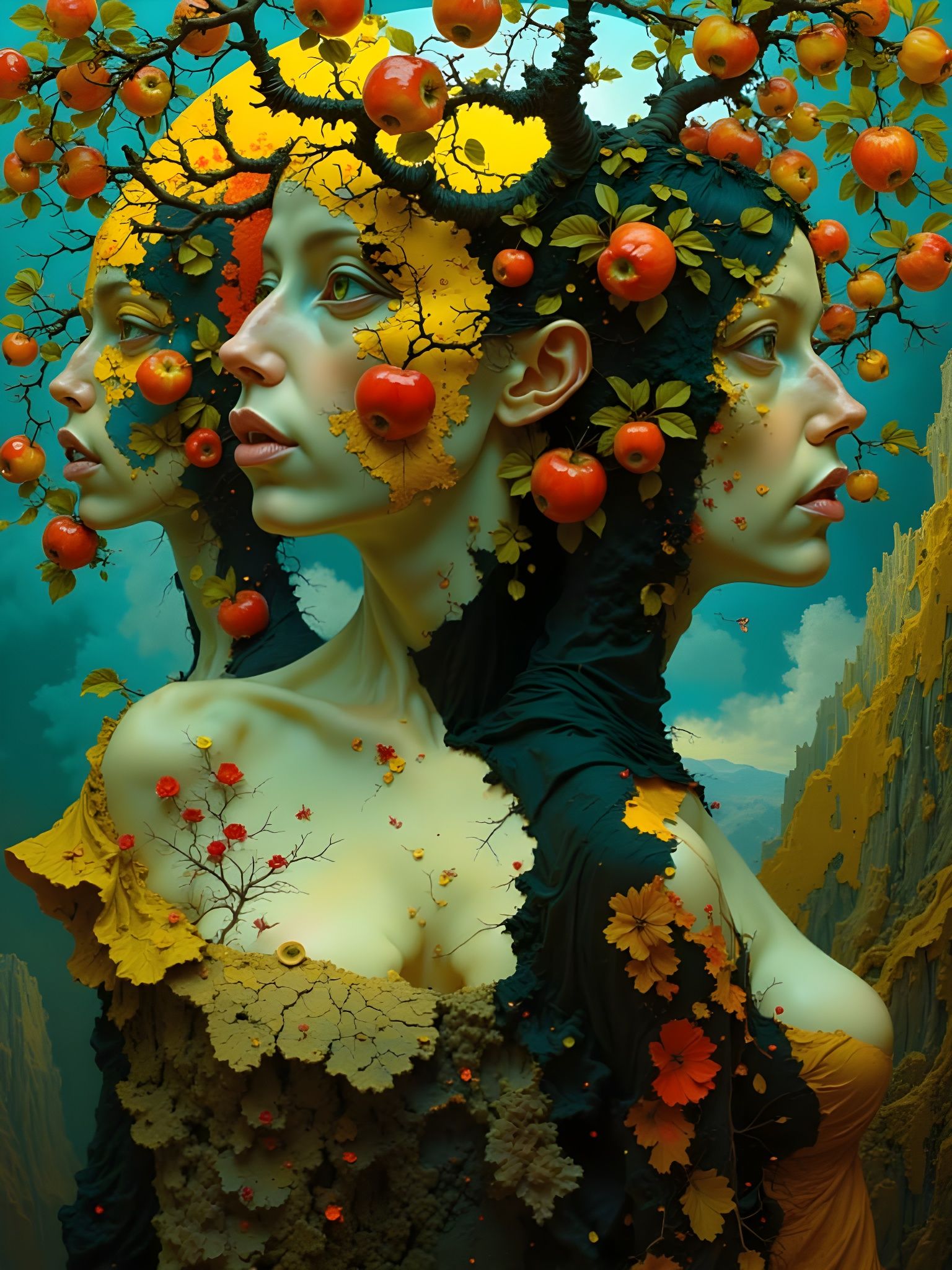 Nun in Orchard: Renaissance-Style Portrait