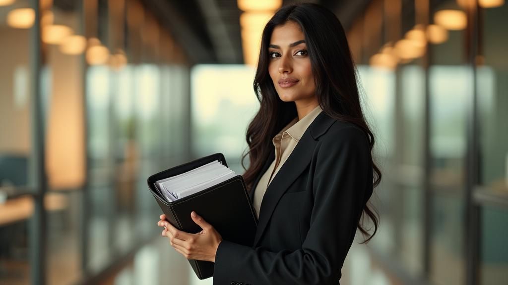 Confident Indian Woman in Modern Office Setting